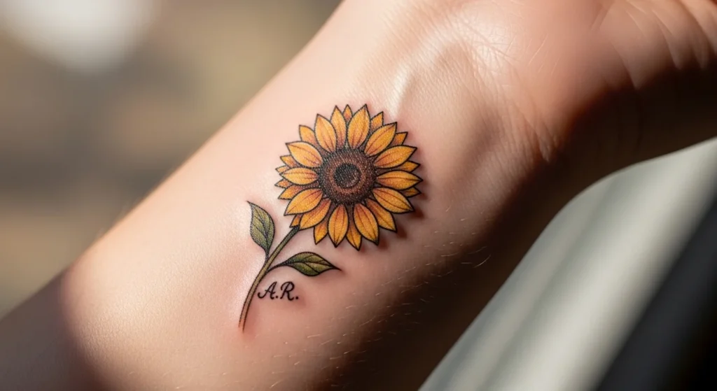 22 Cute Sunflower Tattoo Ideas With Initials That Feel Subtle